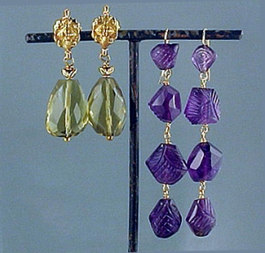 Earrings: Lemon Topaz, Amethyst