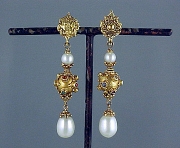 Earrings:Indian gold, pearls