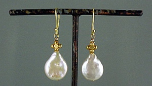 Earrings:Baroque Coin Pearls