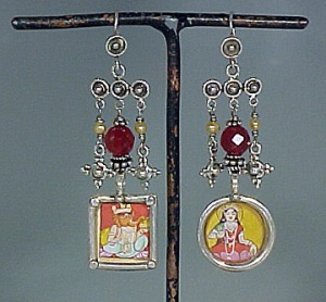 Earrings: Painted Indian Deities