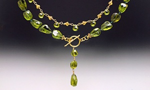 Two necklaces: Peridot, 18K gold